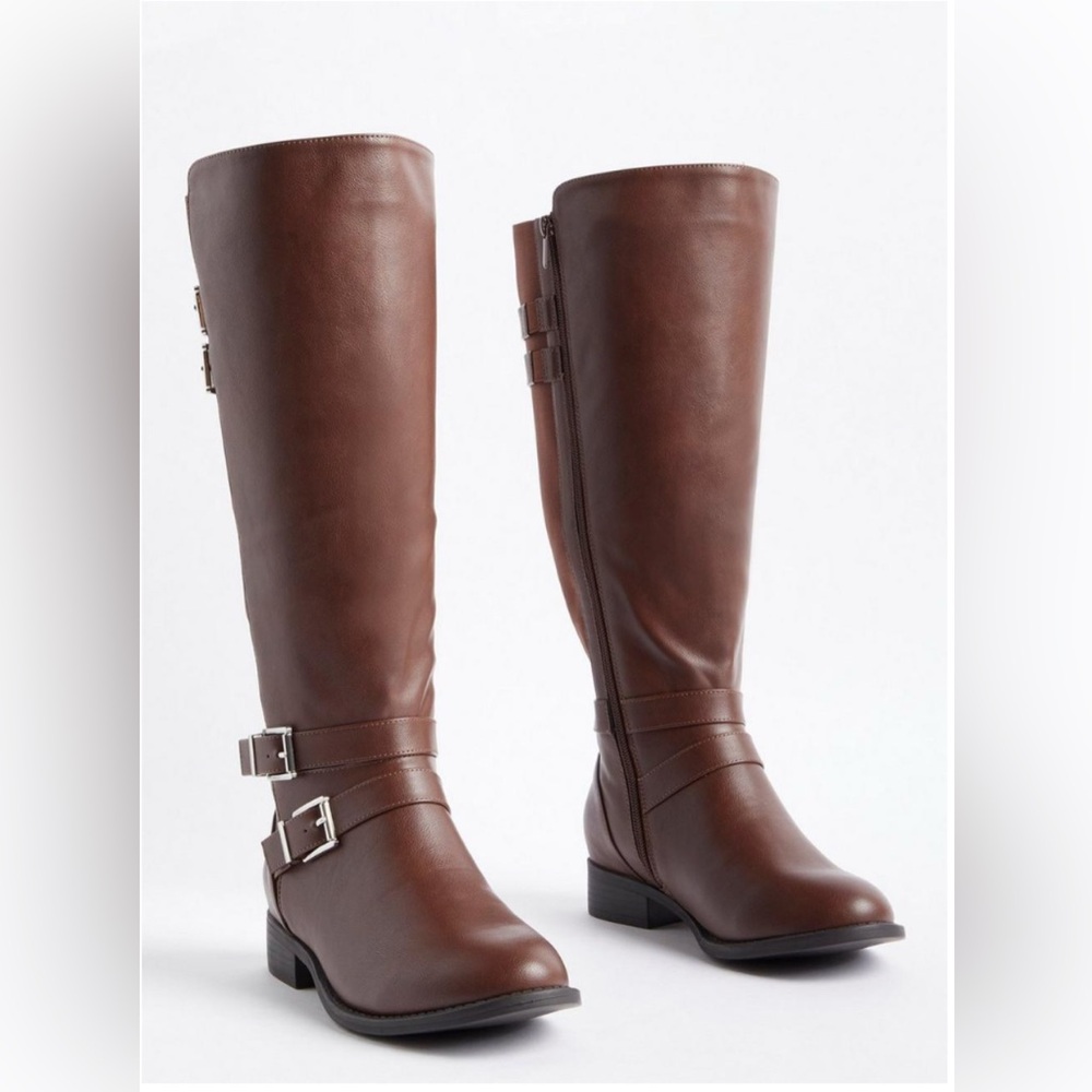 Torrid Brown Heeled Boots with Buckle Detail